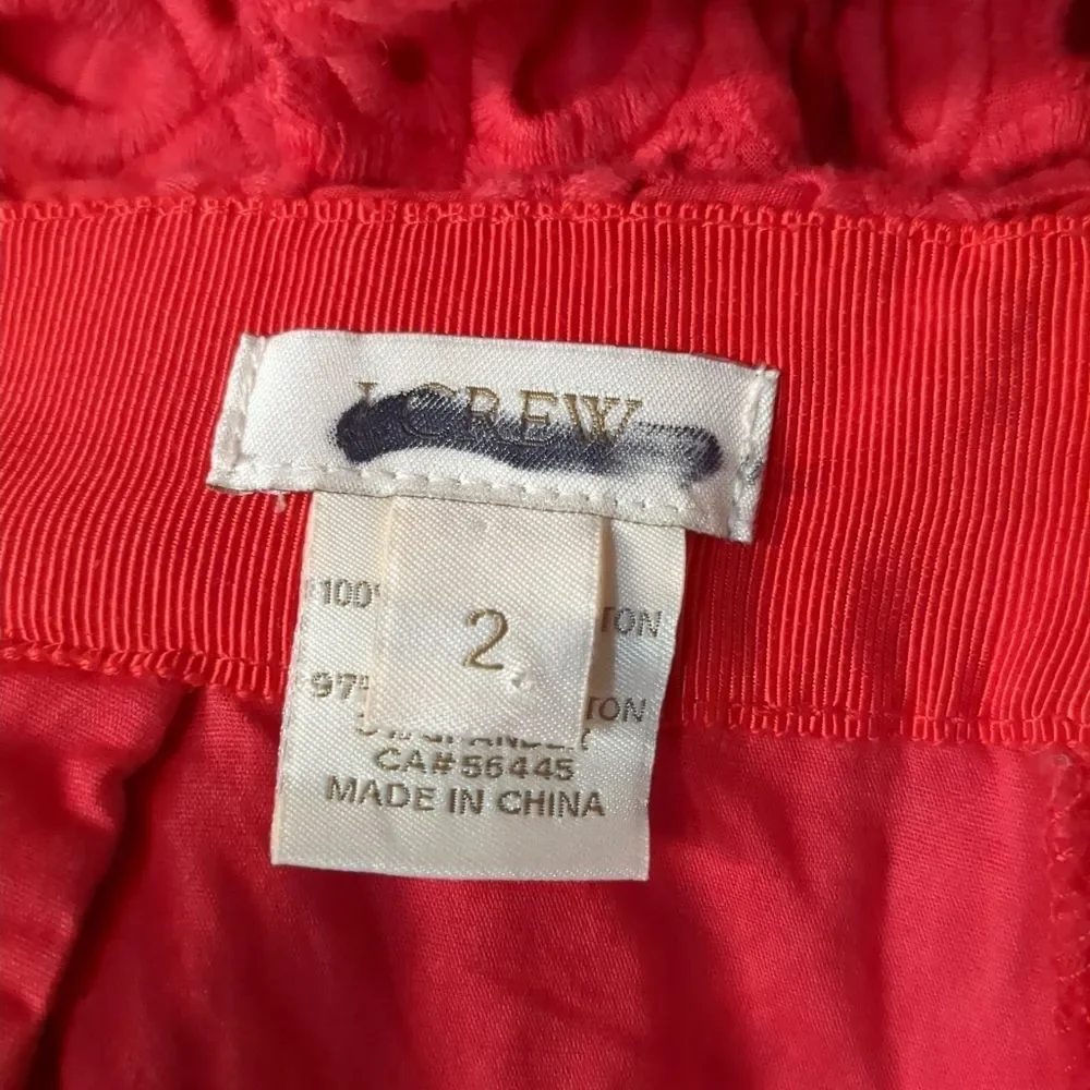 J Crew Eyelet No. 2 Pencil Skirt Red, Womens Size 2